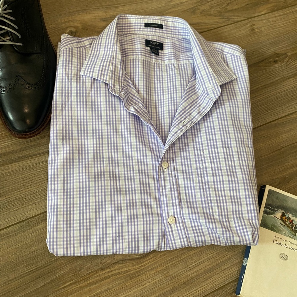 Mens J. Crew Factory Dress shirt in a light purple plaid 👔